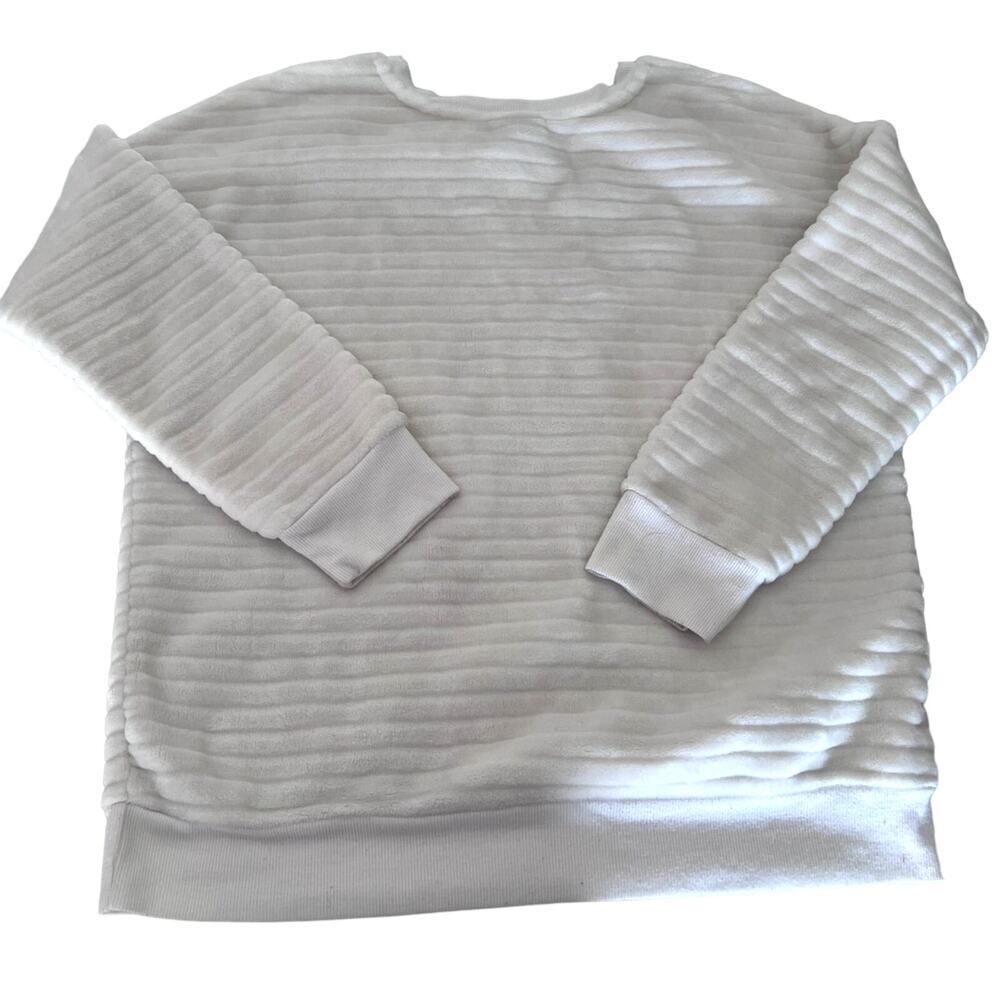 A.N.A White Fleece Crew Neck Comfy Pull Over Sweater- L